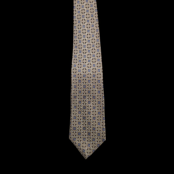 Arrow 1851 Silk Tie Brown Blue Geometric Pattern 3.75” Wide Classic Necktie USA - Picture 2 of 6